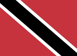 [ai] The flag of Trinidad and Tobago, featuring a red background with a black diagonal stripe bordered by white lines.